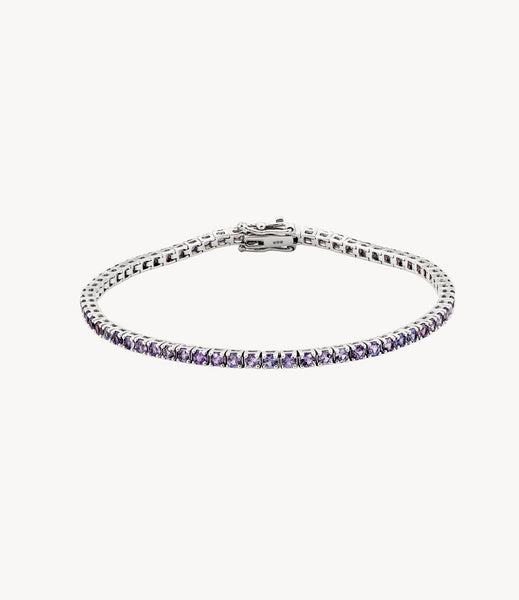 Rainbow Created Sapphire & Diamond Oval Bracelet in Sterling Silver